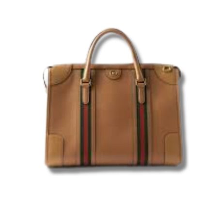 Gucci Medium Bauletto Top Handle Bag With Double G Brown/White For Men 13.4in/34cm