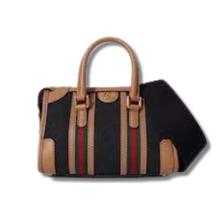 Gucci Small Bauletto Top Handle Bag With Double G Brown/Grey For Men 10.6in/27cm